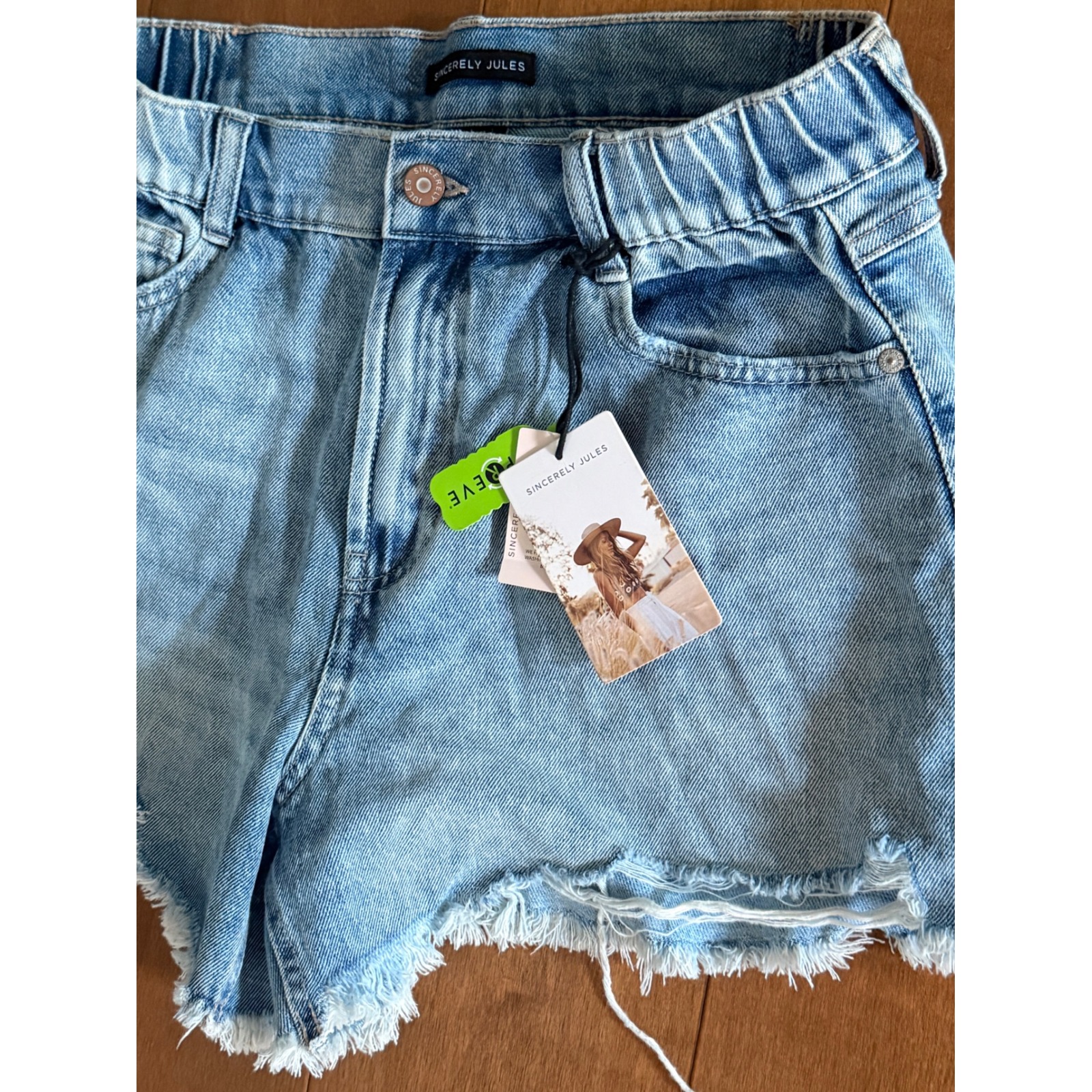 Sincerely Jules Distressed Denim Shorts High Waist Size 11/30 Light Wash Nwt — image 3 of 8
